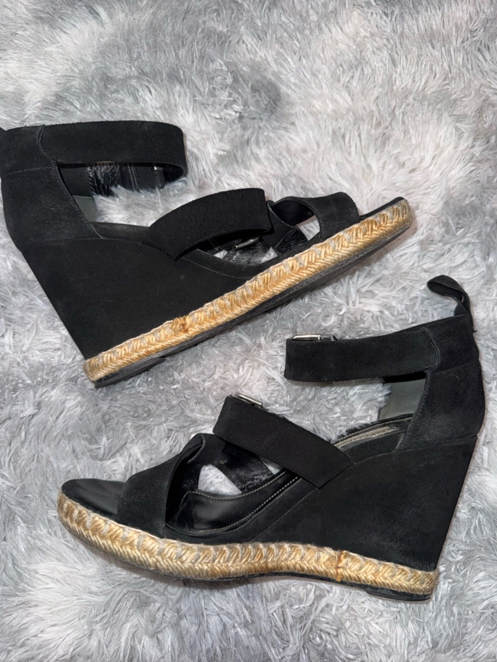Balenciaga Black Suede Espadrille Wedge Sandals - Picture 2 of 5
